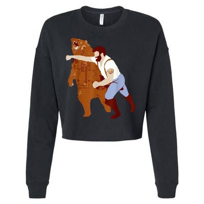 Guy Punching Bear Cropped Pullover Crew