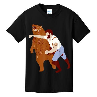 Guy Punching Bear Kids T-Shirt
