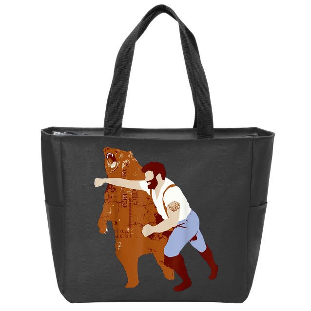 Guy Punching Bear Zip Tote Bag