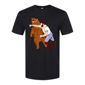 Guy Punching Bear Softstyle CVC T-Shirt