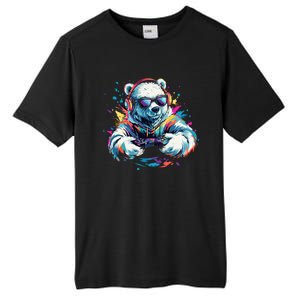 Gaming Polar Bear Colorful Headset Art Gamer Polar Bear Cute Gift Tall Fusion ChromaSoft Performance T-Shirt