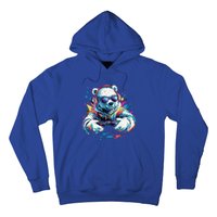 Gaming Polar Bear Colorful Headset Art Gamer Polar Bear Cute Gift Hoodie