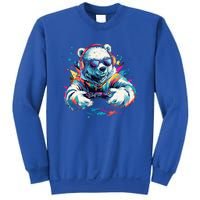 Gaming Polar Bear Colorful Headset Art Gamer Polar Bear Cute Gift Sweatshirt