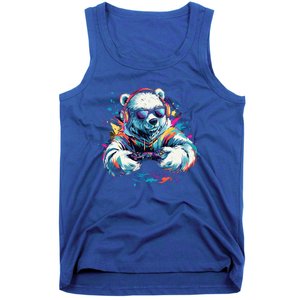 Gaming Polar Bear Colorful Headset Art Gamer Polar Bear Cute Gift Tank Top