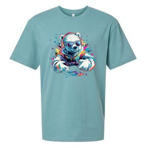 Gaming Polar Bear Colorful Headset Art Gamer Polar Bear Cute Gift Sueded Cloud Jersey T-Shirt