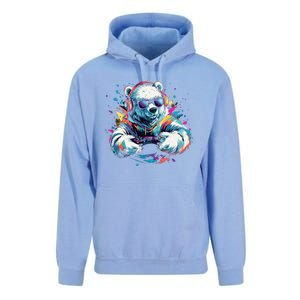 Gaming Polar Bear Colorful Headset Art Gamer Polar Bear Cute Gift Unisex Surf Hoodie