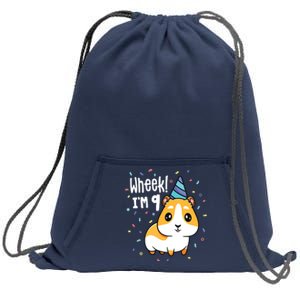 Guinea Pig Birthday Party Wheek Kids 9 Year Old 9th Outfit Sweatshirt Cinch Pack Bag