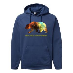 Galaxy Papa Bear Cool Impressive Birthday Gift Performance Fleece Hoodie