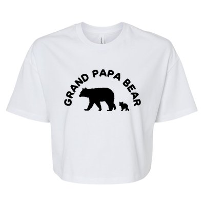 Grand Papa Bear With 1 One Cub Grandpa Grandfather Gift Bella+Canvas Jersey Crop Tee