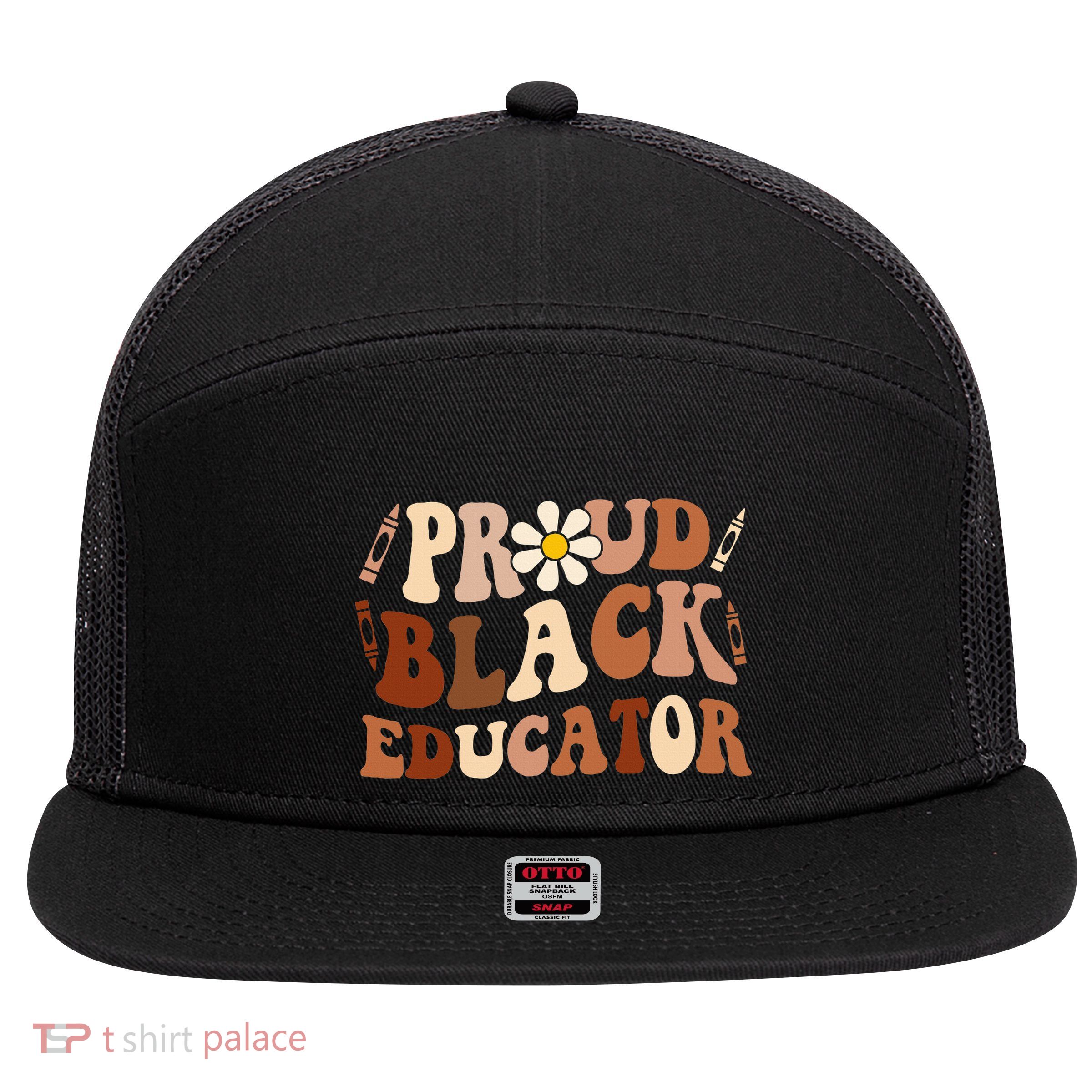 Groovy Proud Black Educator African Pride Black History 7 Panel Mesh Trucker Snapback Hat