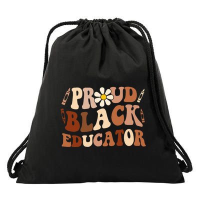 Groovy Proud Black Educator African Pride Black History Drawstring Bag