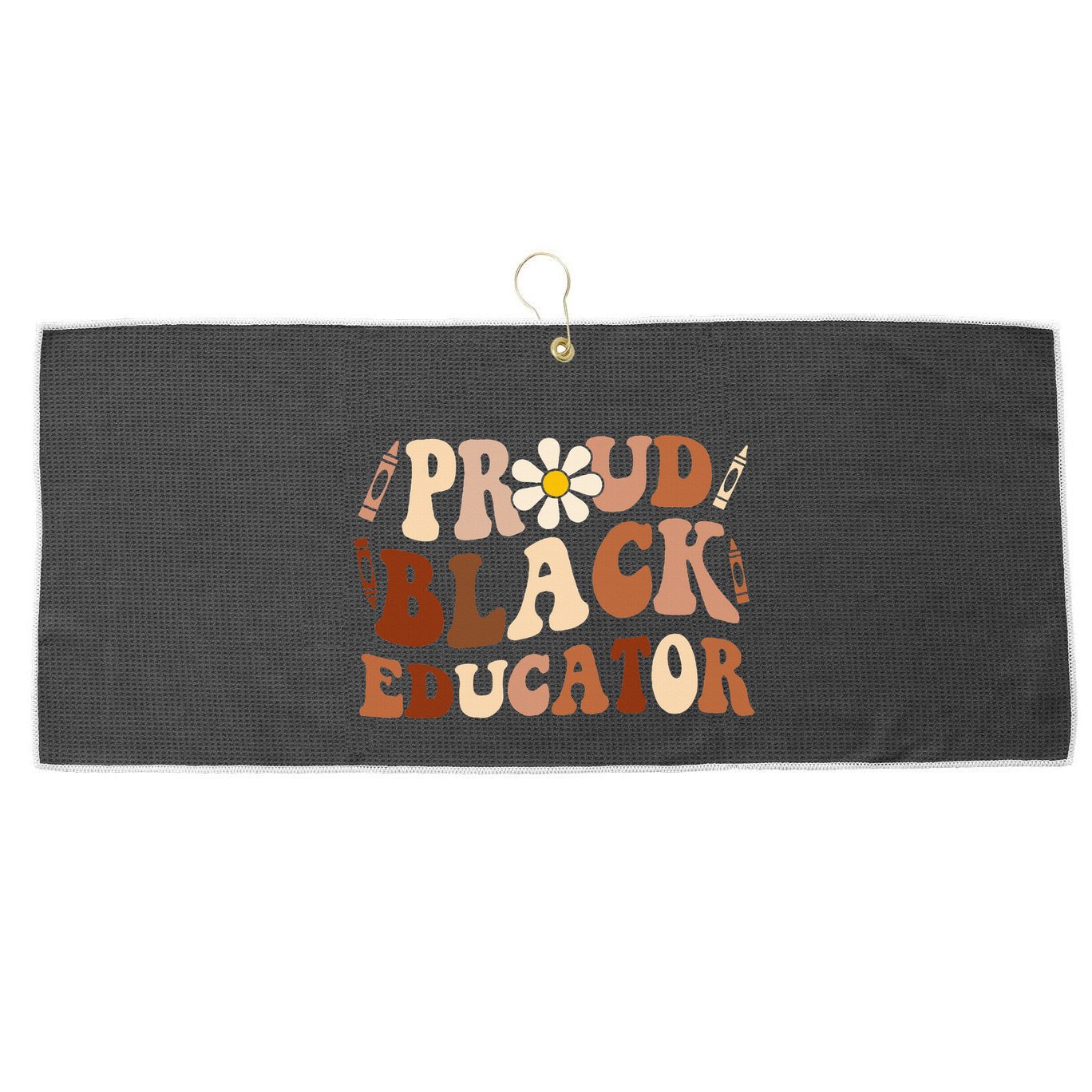 Groovy Proud Black Educator African Pride Black History Large Microfiber Waffle Golf Towel