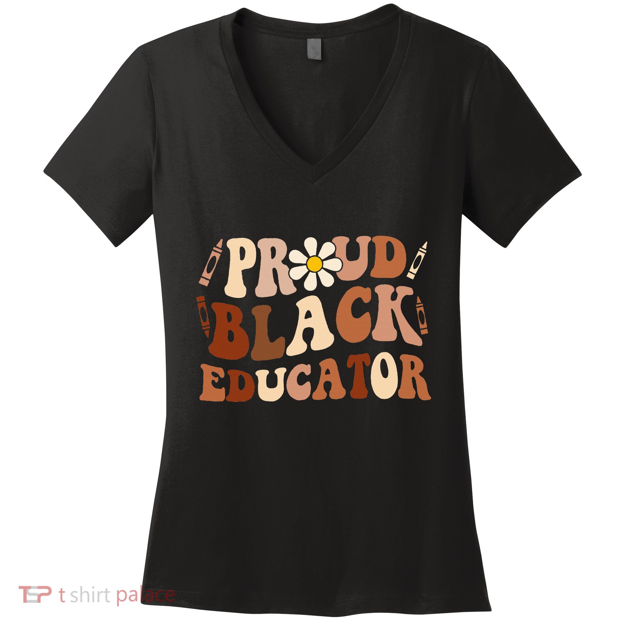 Groovy Proud Black Educator African Pride Black History Women's V-Neck T-Shirt