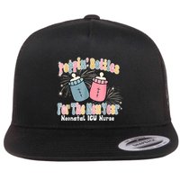 Groovy Poppin Bottles For The New Year Funny Nicu Nurse Xmas Flat Bill Trucker Hat