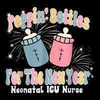 Groovy Poppin Bottles For The New Year Funny Nicu Nurse Xmas Flat Bill Trucker Hat