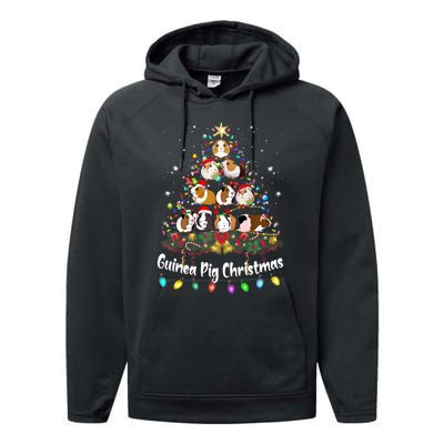 Guinea Pig Christmas Tree Animal Lovers Xmas Pajamas Performance Fleece Hoodie