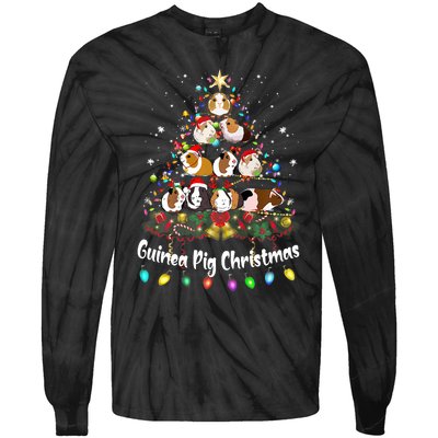 Guinea Pig Christmas Tree Animal Lovers Xmas Pajamas Tie-Dye Long Sleeve Shirt