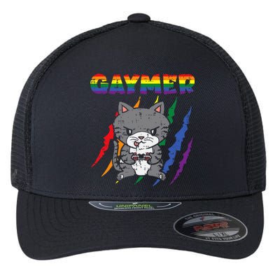 Gaymer Purride Cat Video Game Gamer Lgbtq Flexfit Unipanel Trucker Cap