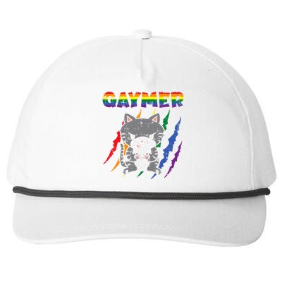 Gaymer Purride Cat Video Game Gamer Lgbtq Snapback Five-Panel Rope Hat