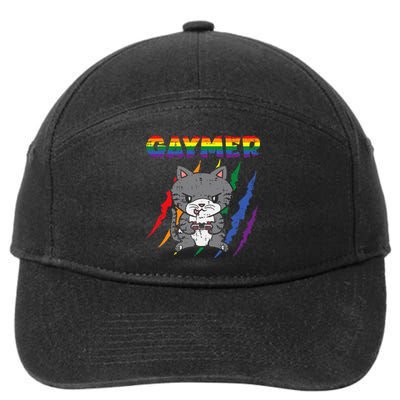 Gaymer Purride Cat Video Game Gamer Lgbtq 7-Panel Snapback Hat