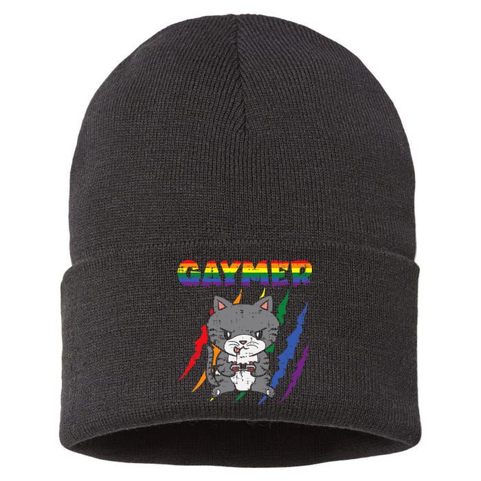 Gaymer Purride Cat Video Game Gamer Lgbtq Sustainable Knit Beanie