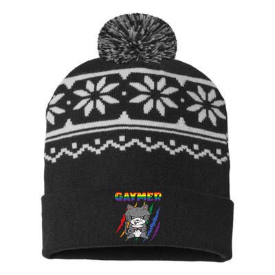 Gaymer Purride Cat Video Game Gamer Lgbtq USA-Made Snowflake Beanie