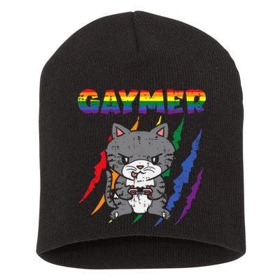 Gaymer Purride Cat Video Game Gamer Lgbtq Short Acrylic Beanie