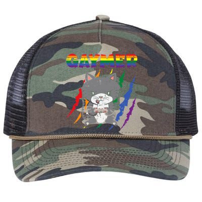 Gaymer Purride Cat Video Game Gamer Lgbtq Retro Rope Trucker Hat Cap