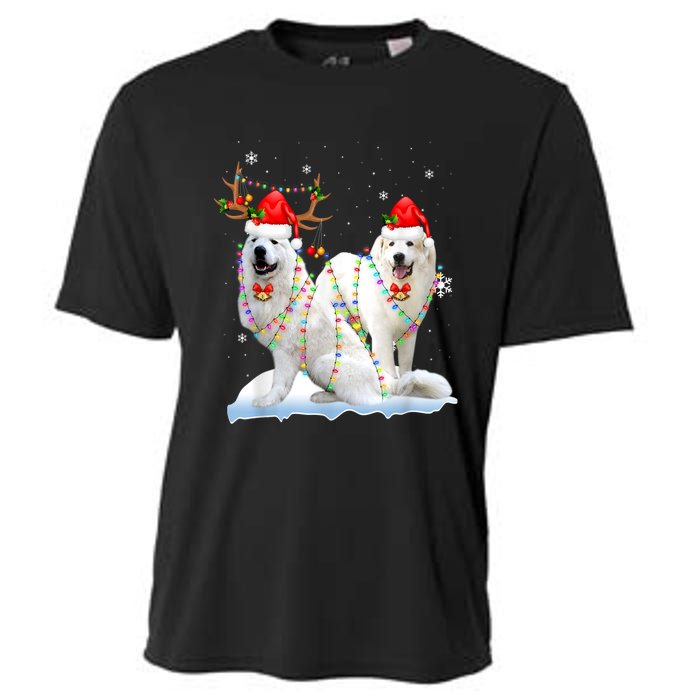 Great Pyrenees Christmas Tree Lights Reindeer Santa Xmas Cooling Performance Crew T-Shirt