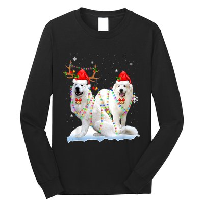 Great Pyrenees Christmas Tree Lights Reindeer Santa Xmas Long Sleeve Shirt