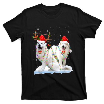 Great Pyrenees Christmas Tree Lights Reindeer Santa Xmas T-Shirt