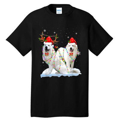 Great Pyrenees Christmas Tree Lights Reindeer Santa Xmas Tall T-Shirt