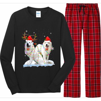 Great Pyrenees Christmas Tree Lights Reindeer Santa Xmas Long Sleeve Pajama Set