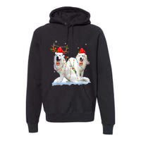 Great Pyrenees Christmas Tree Lights Reindeer Santa Xmas Premium Hoodie