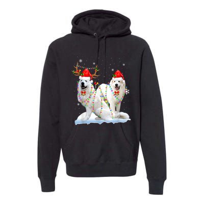 Great Pyrenees Christmas Tree Lights Reindeer Santa Xmas Premium Hoodie