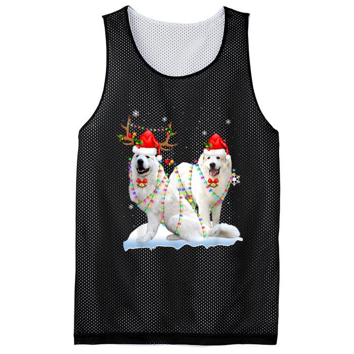 Great Pyrenees Christmas Tree Lights Reindeer Santa Xmas Mesh Reversible Basketball Jersey Tank