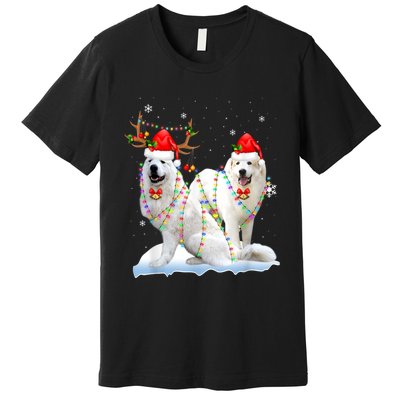 Great Pyrenees Christmas Tree Lights Reindeer Santa Xmas Premium T-Shirt