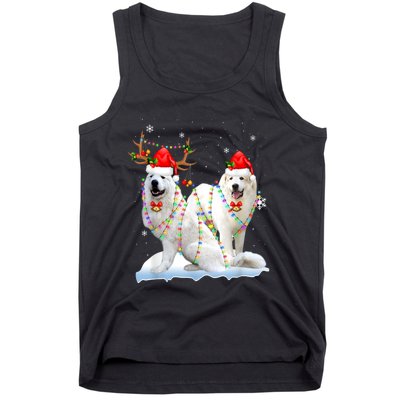 Great Pyrenees Christmas Tree Lights Reindeer Santa Xmas Tank Top