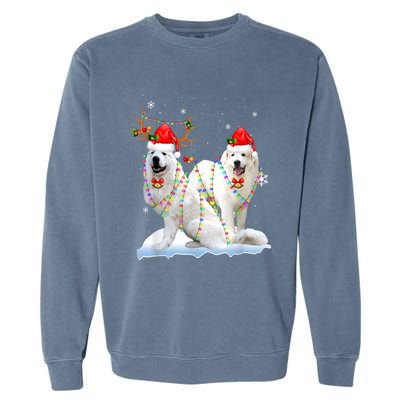 Great Pyrenees Christmas Tree Lights Reindeer Santa Xmas Garment-Dyed Sweatshirt