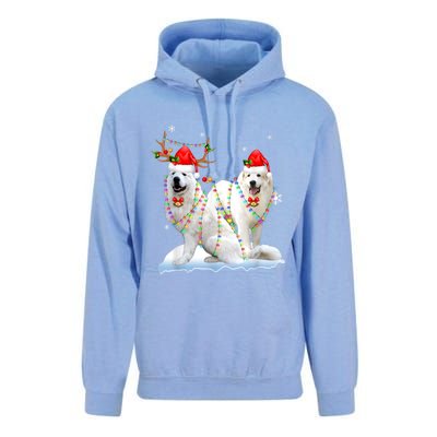 Great Pyrenees Christmas Tree Lights Reindeer Santa Xmas Unisex Surf Hoodie