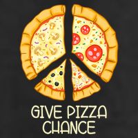 Give Pizza Chance Funny Pizza Pun With Peace Logo Sign 7 Panel Mesh Trucker Snapback Hat