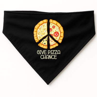 Give Pizza Chance Funny Pizza Pun With Peace Logo Sign USA-Made Doggie Bandana
