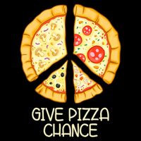 Give Pizza Chance Funny Pizza Pun With Peace Logo Sign 16 in Basic Backpack