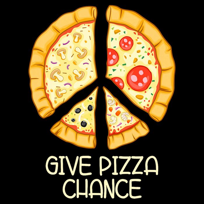 Give Pizza Chance Funny Pizza Pun With Peace Logo Sign 16 in Basic Backpack