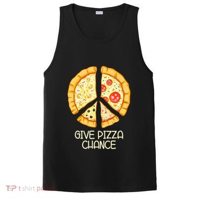 Give Pizza Chance Funny Pizza Pun With Peace Logo Sign PosiCharge Competitor Tank