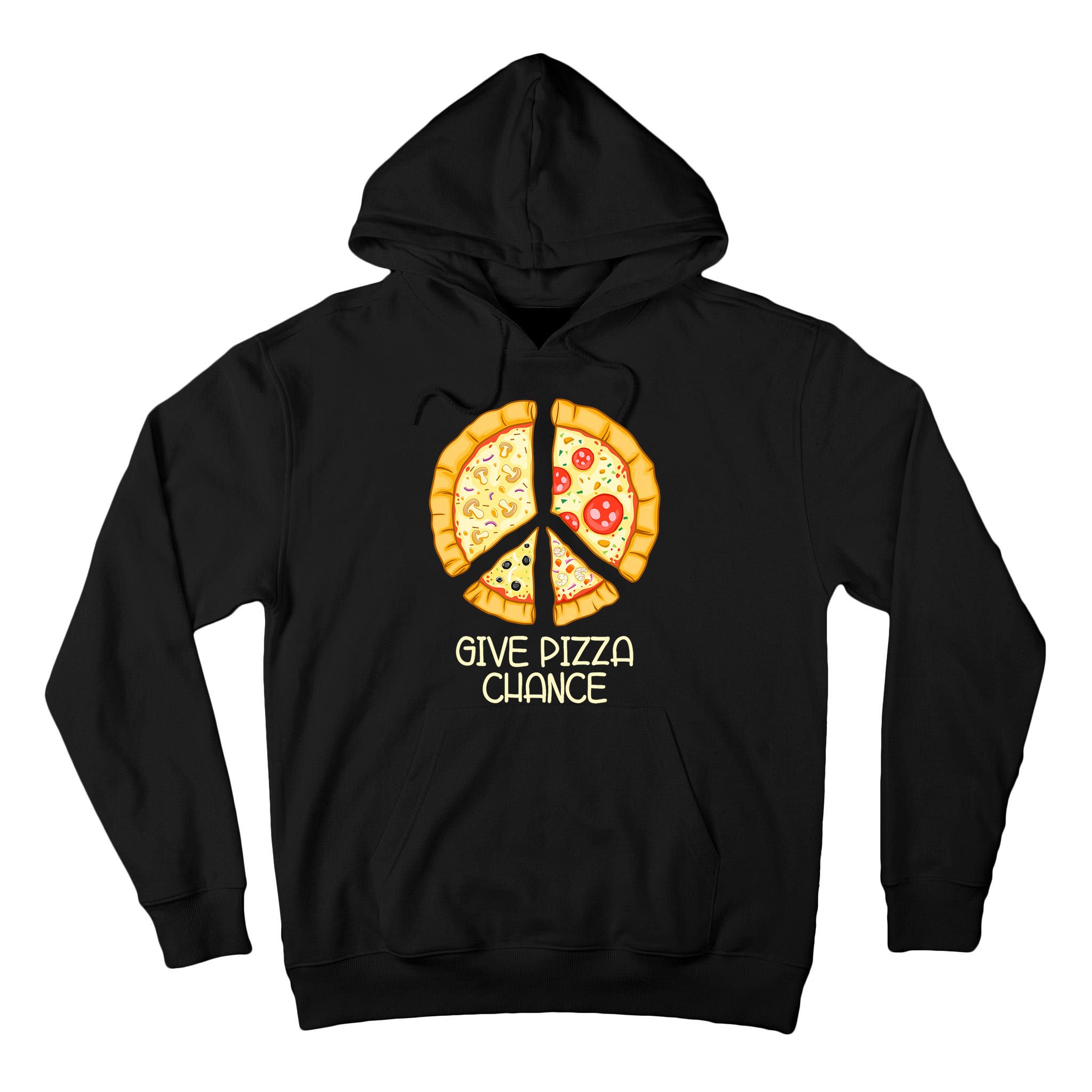 Give Pizza Chance Funny Pizza Pun With Peace Logo Sign Tall Hoodie