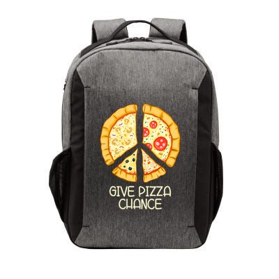 Give Pizza Chance Funny Pizza Pun With Peace Logo Sign Vector Backpack