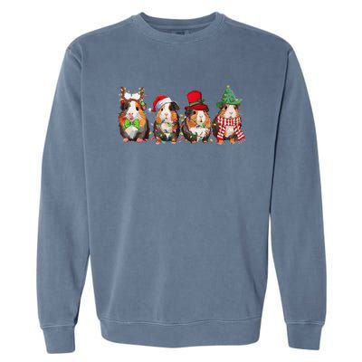 Guinea Pig Christmas Funny Cute Cavy Santa Hat Family Holiday Garment-Dyed Sweatshirt