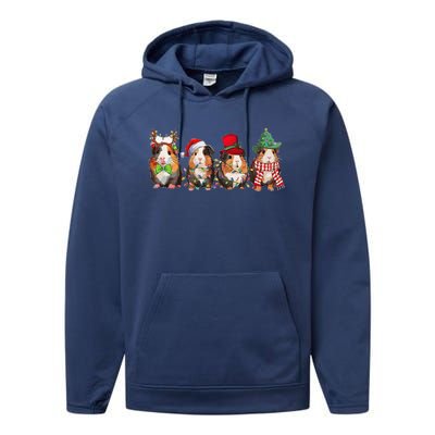 Guinea Pig Christmas Funny Cute Cavy Santa Hat Family Holiday Performance Fleece Hoodie