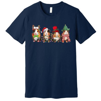 Guinea Pig Christmas Funny Cute Cavy Santa Hat Family Holiday Premium T-Shirt